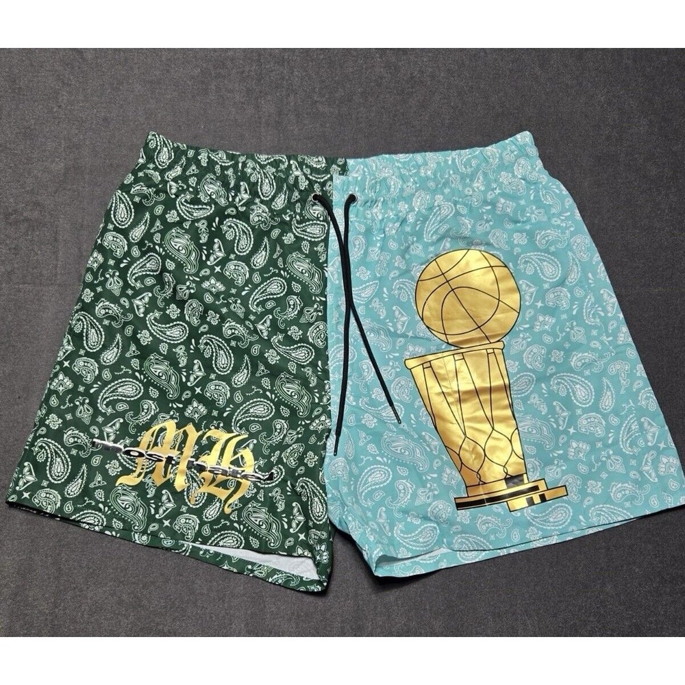 MOST HATED Shorts Mens Size XXL‎ Los Angeles LA Gold Trophy Paisley Green Blue